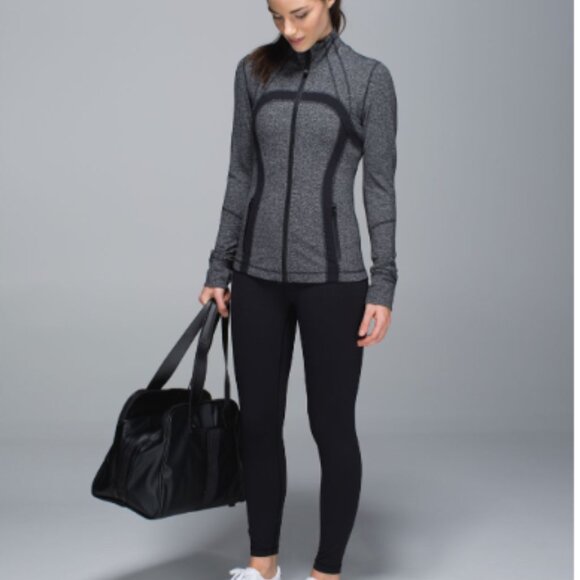 Lululemon Define Jacket Giant Herringbone Black Heathered Thumbholes Size 6 - Picture 4 of 16